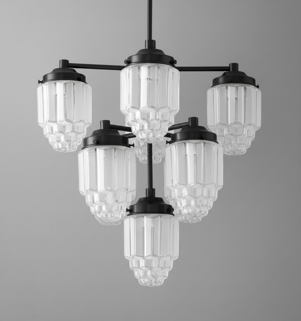 Tierlux Glass Textured Brass Chandelier – Timeless Lighting with Style T375