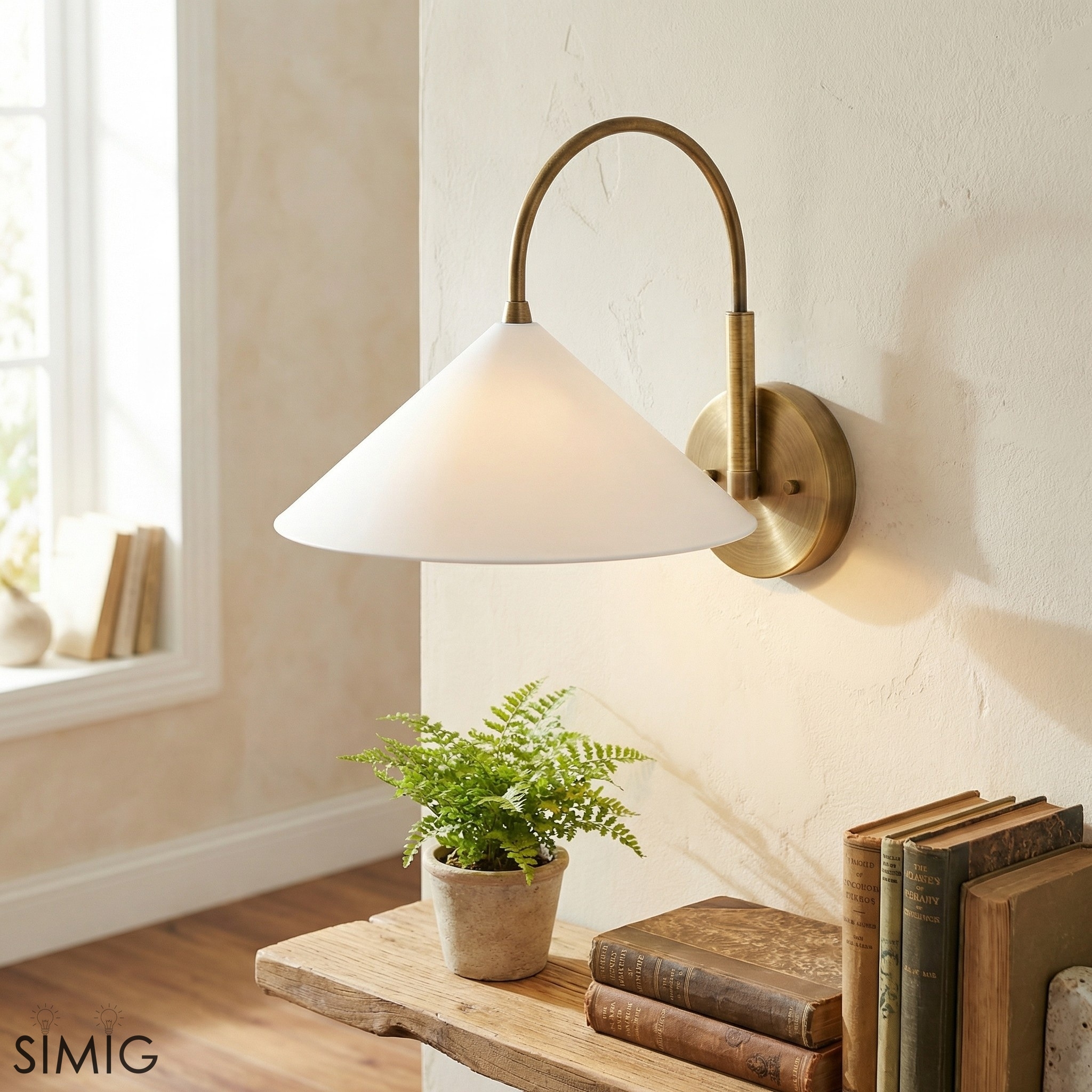 Curva Elegant Arc Cone Wall Sconce - Contemporary Reading Nook Wall Lighting T394