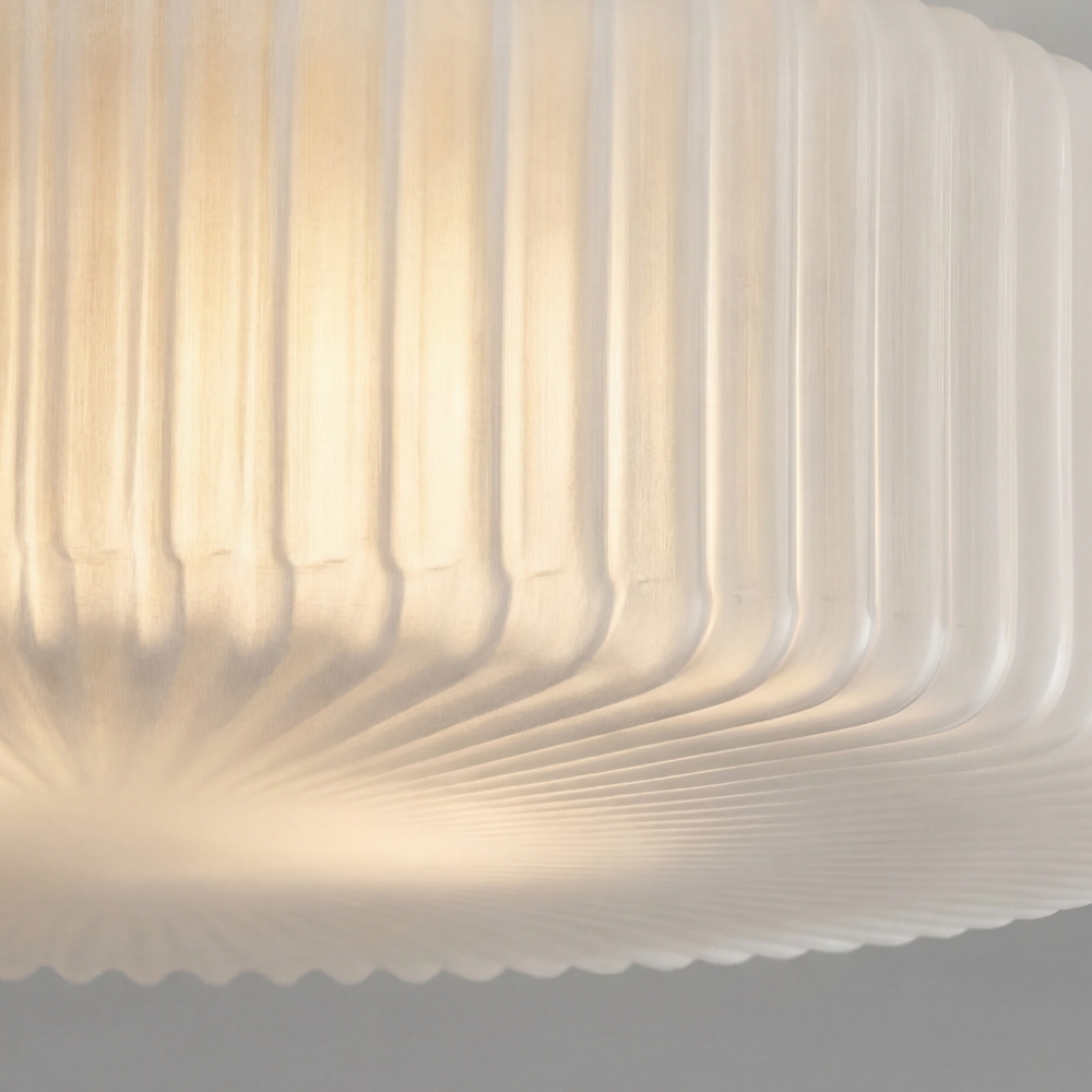 Lunorib Ribbed Opaline Glass Flush Mount Ceiling Light - Modern Hallway Glow T1075