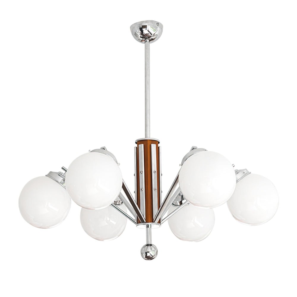 Mid Century Vintage Cream Glass Chandelier M158