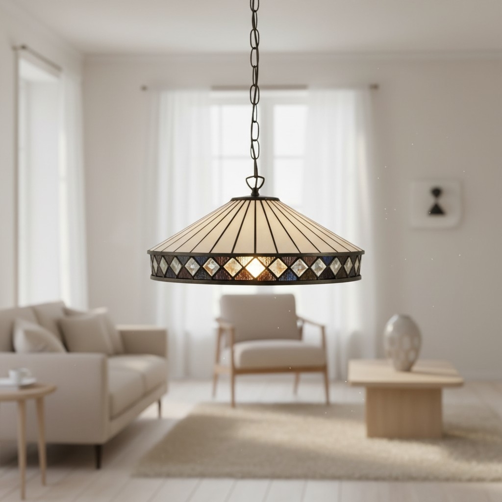 TF Fargo Pendant Light - Tiffany Style Lighting with an Art Deco Shade and Adjustable Chain T970