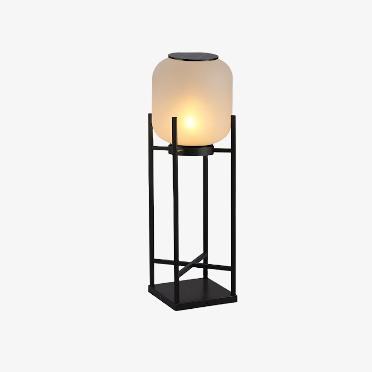 Minimalist Lantern Floor Light – Glass Shade for Outdoor Spaces