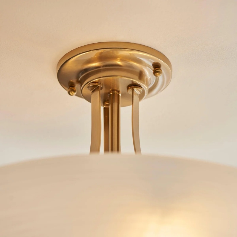 Lunetal Timeless Three-Arm Structure Semi Flush Chandelier - Vintage Pendant Light for Bedroom or Entry T839