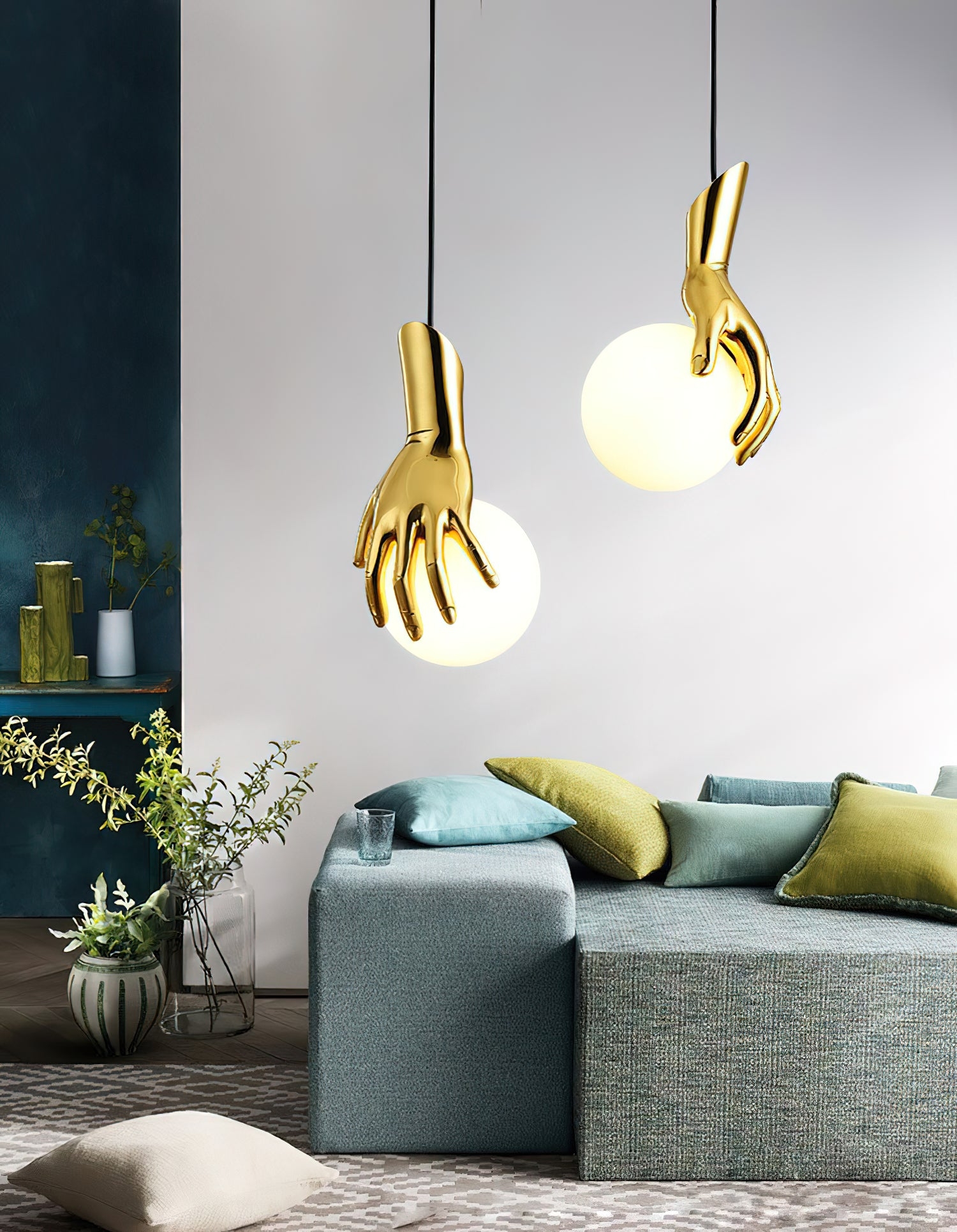 Hand Holding Globe Pendant Light T1675