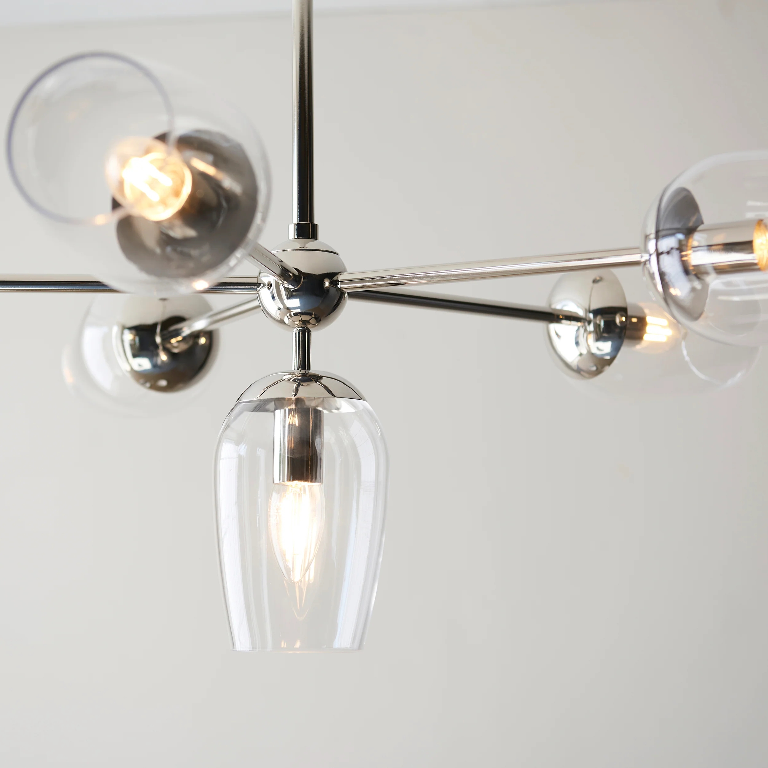 Serion Glass 6-Light Pendant Light - Modern Pendant with Clear Glass Shades for Living Room T955