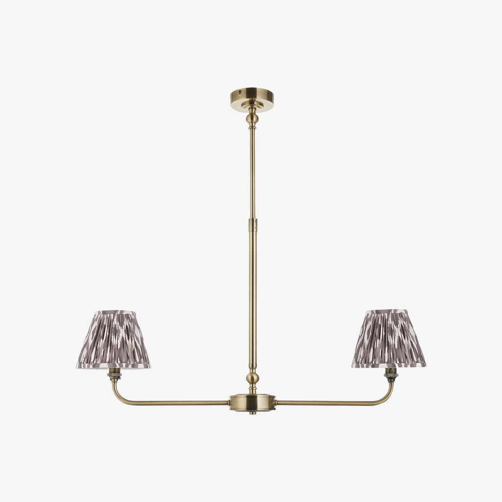 Zevatik Classic Ikat Patterned Fabric Chandelier - Metal Bracket Chandelier T922