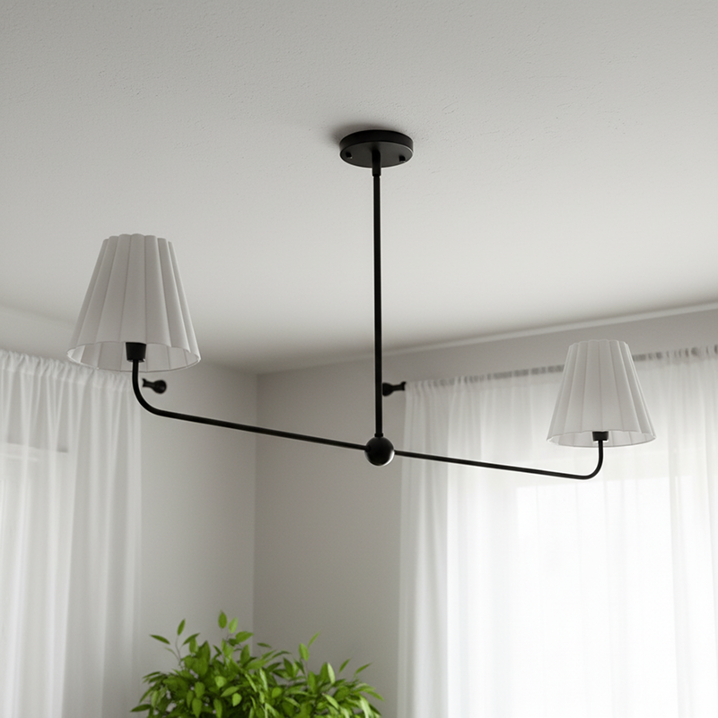 Ruffmeto Ruffled Shade Metal Frame Chandelier for Dining, Entry and Living Room T690