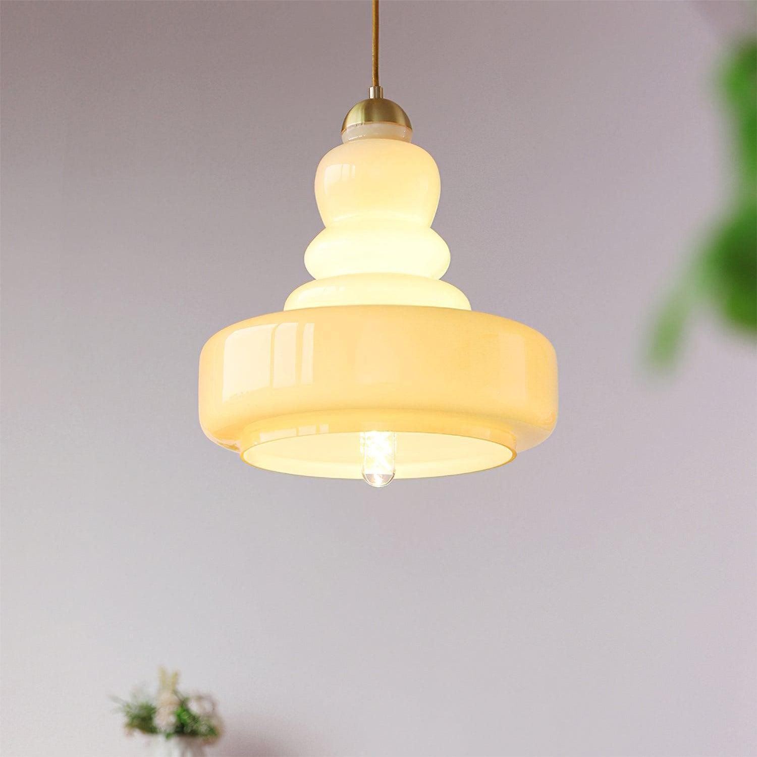 Bauhaus Vintage Cream Glass Pendant Lamp S174