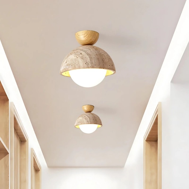 Modern Semicircular Ceiling Light – Travertine Retro Finish S296