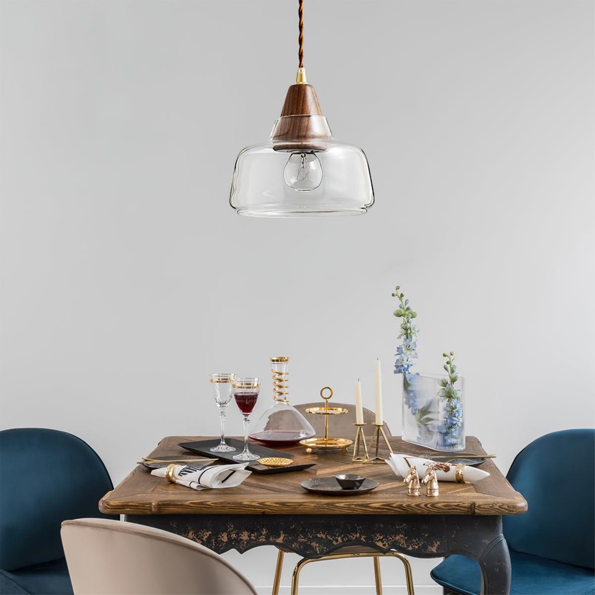 Walnut Glass Pendant Lamp M200