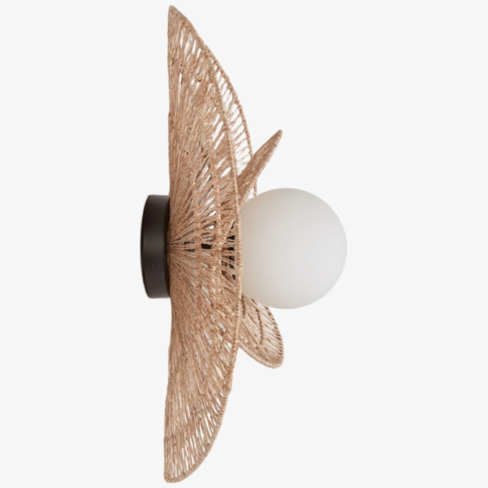 Florevian Woven Wall Sconce - Two Tier Jute Wall Sconce for Living or Bedroom T688