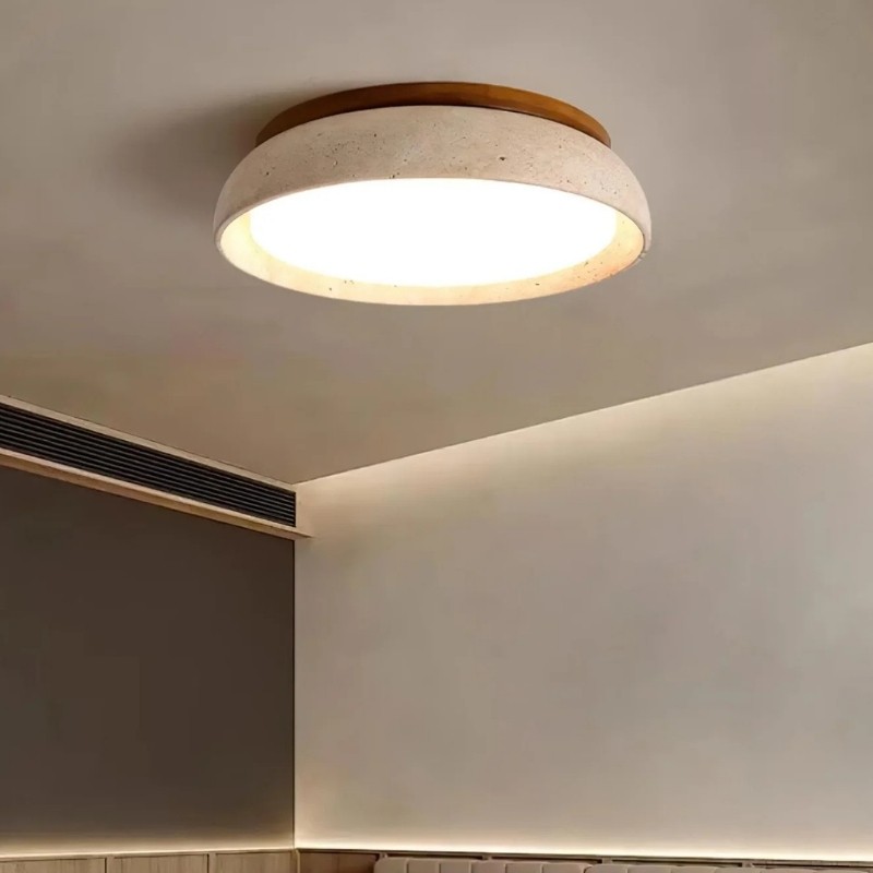 Wabi Sabi Travertine Round Ceiling Lamp - Light for Living Room S290