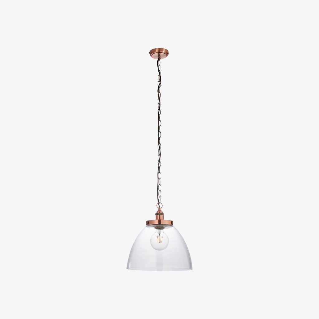 Novera Art Deco Dome Adjustable Height Glass Shade Pendant Light for Living Room T1008
