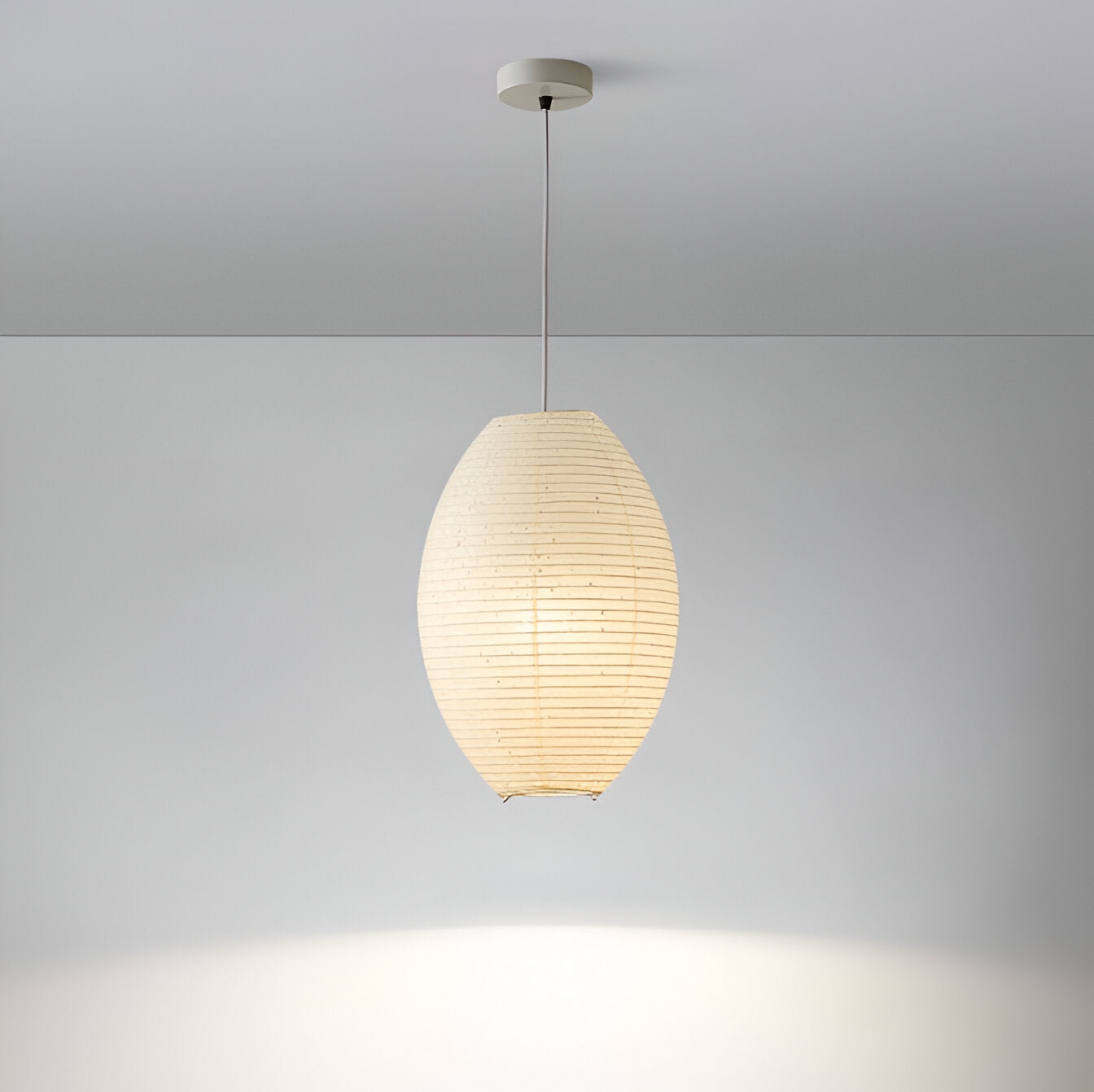 Traditional Japandi Wabi-Sabi Elliptical Paper Pendant Light T2166