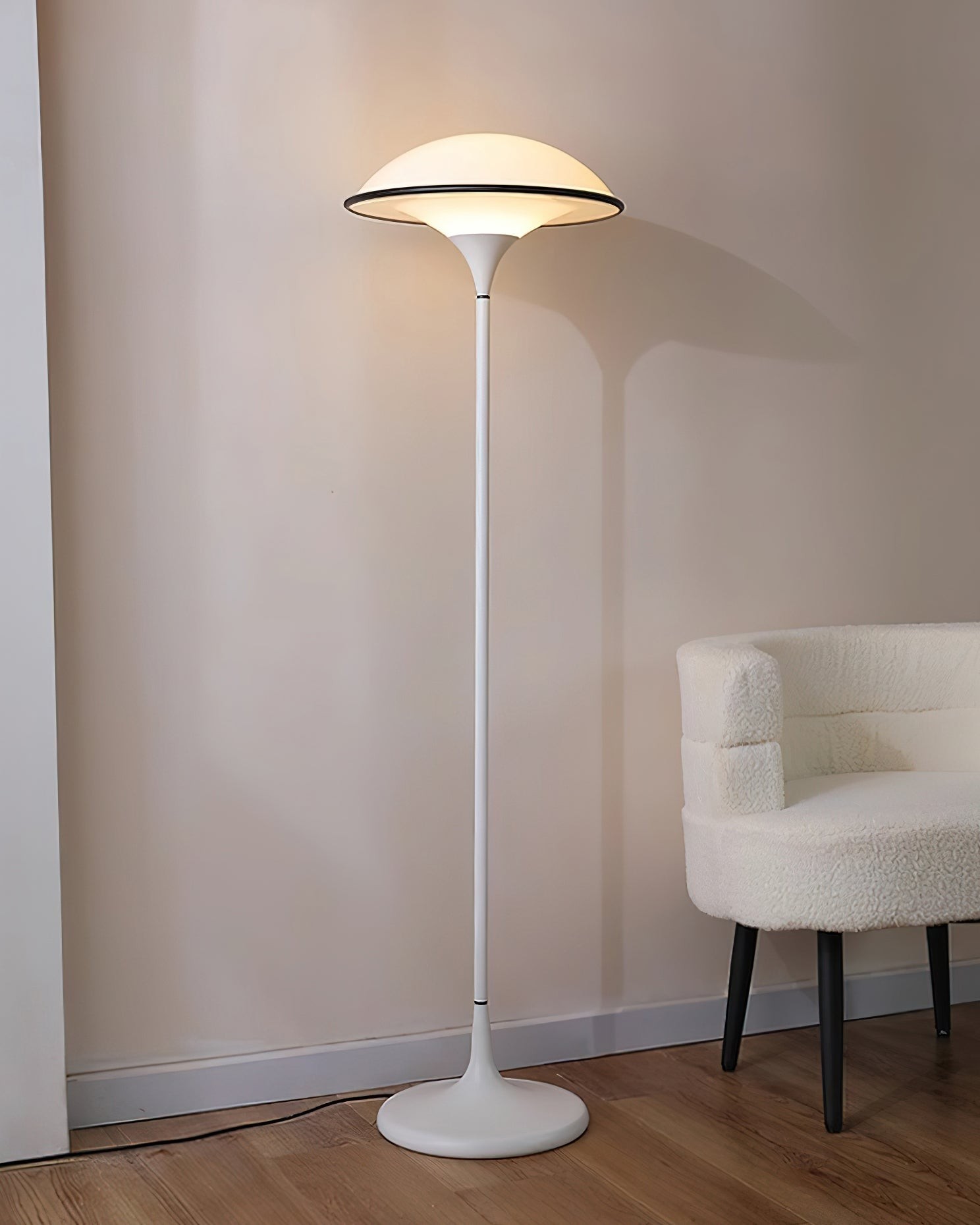 Danish Retro White Flying Saucer Floor Lamp M278
