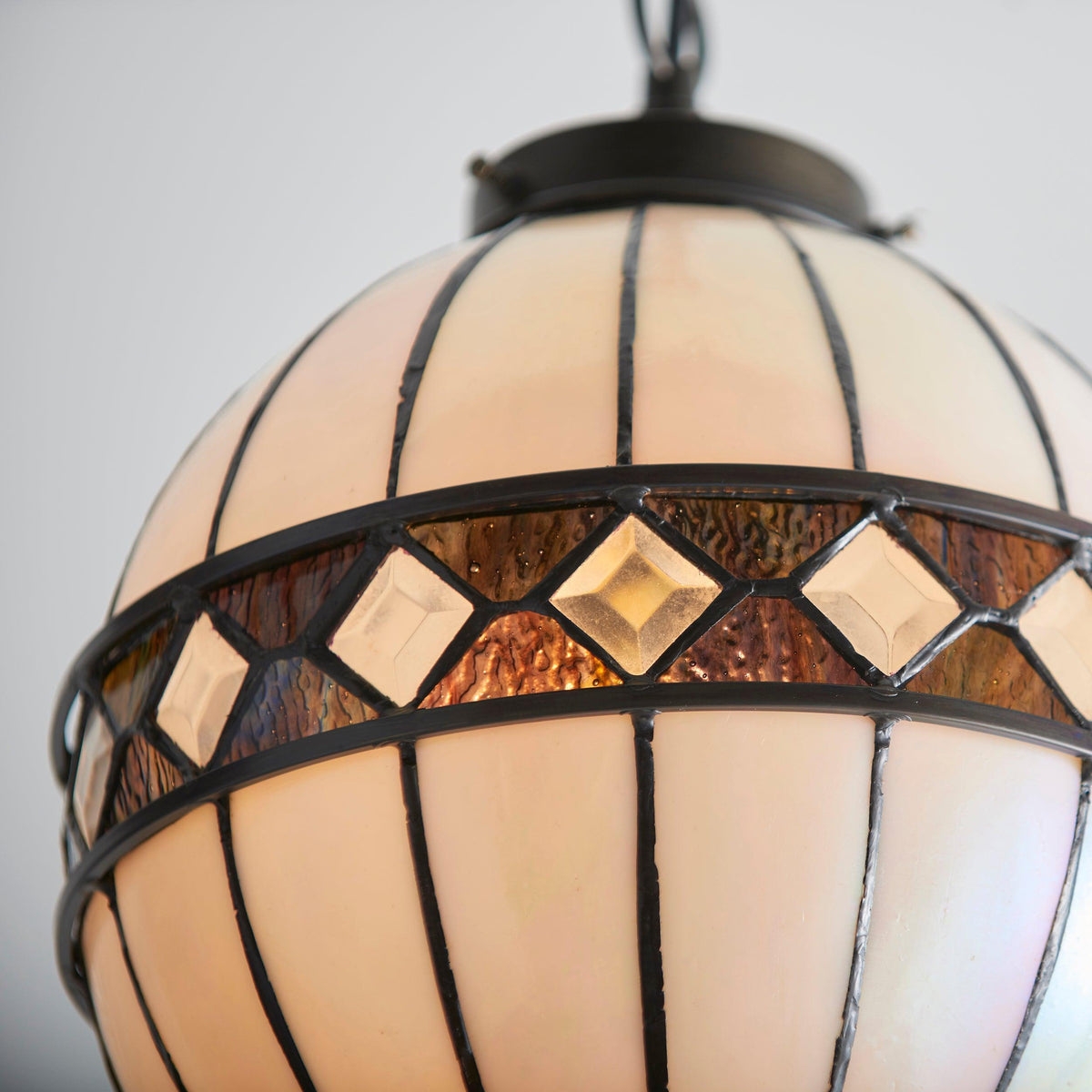 TF Fargo Tiffany Style Globe Pendant - Handcrafted Art Glass Sphere Light for Kitchen Island T1033