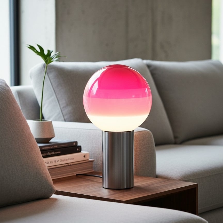 Tintelle Pink Glass Sphere Table Lamp - Contemporary Interior Style T532