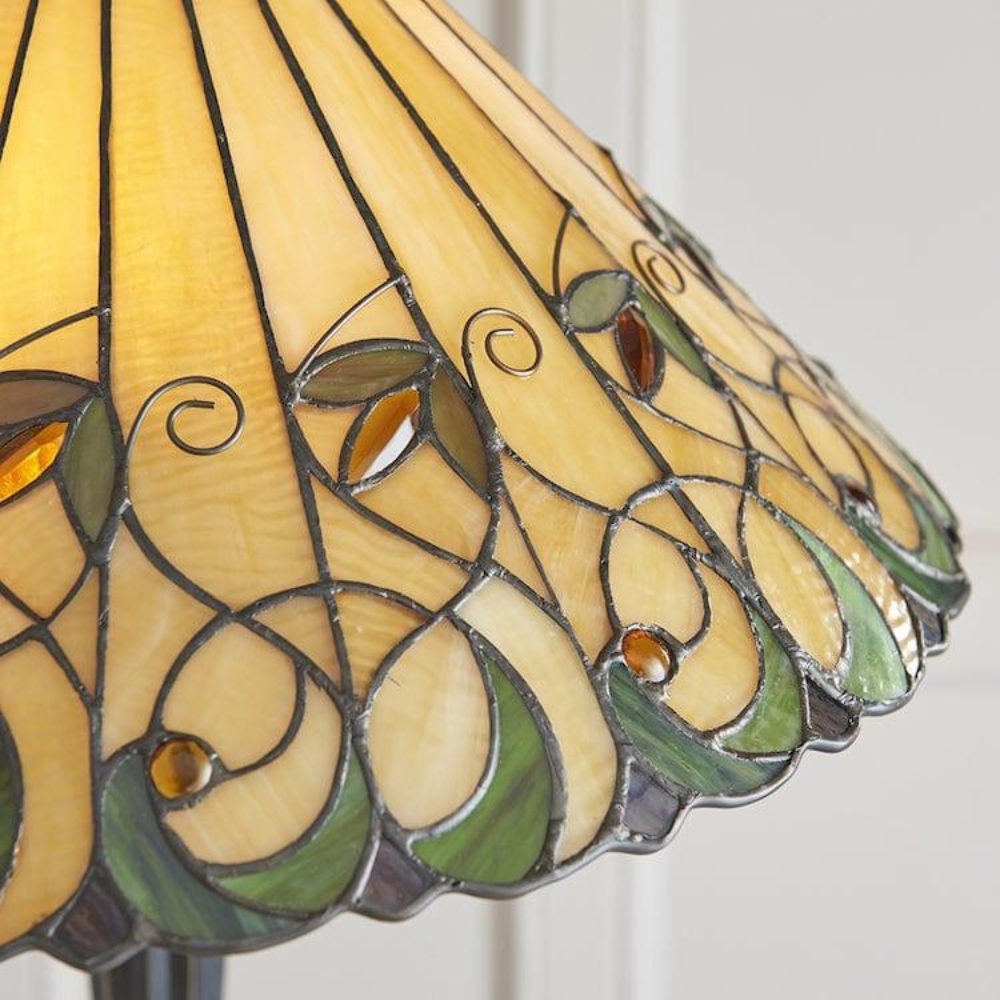 TF Jamelia Stained Glass Floor Lamp - Jewel-toned Mosaic Shade Decorative Floor Lamp T864