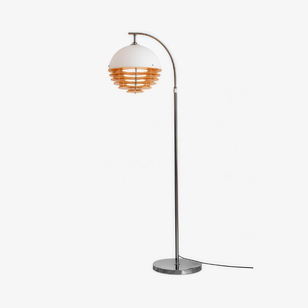 Afterglow Sunset Curved Floor Lamp - Vintage Glass Shade for Bedroom T2241