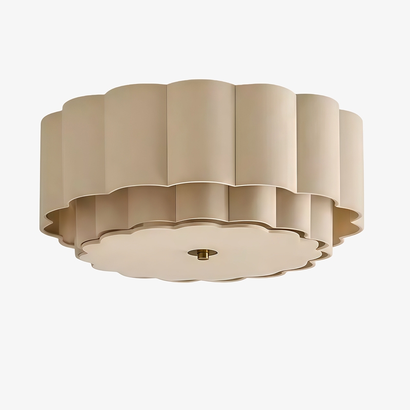 Velune Retro Fabric Flower Flush Mount - Vintage Style Ceiling Light for Dining and Hallways T1214