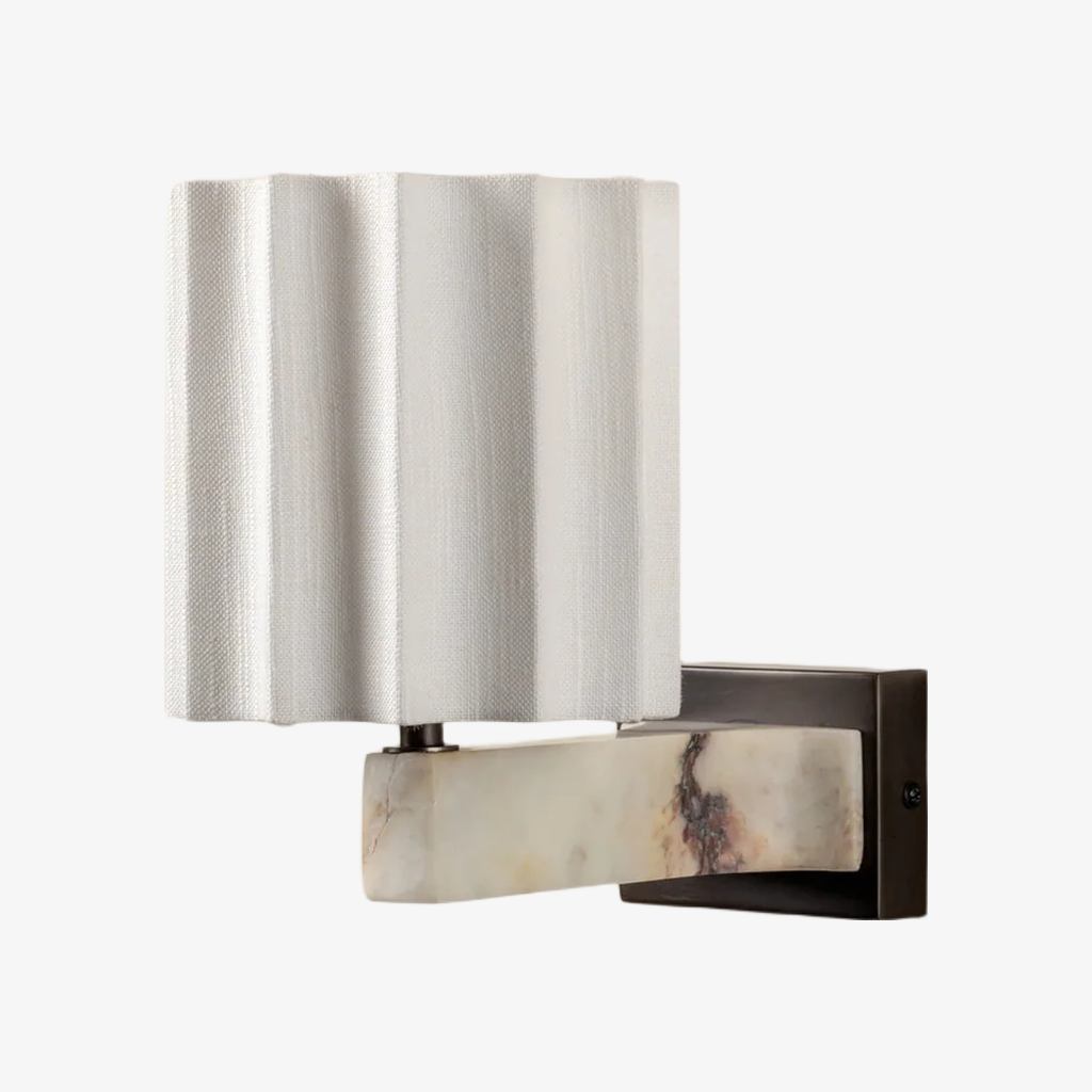 Cavilon Wall Light - Sculpted Linen Shade with Marble Arm T653