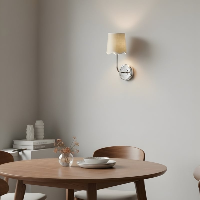 Glissum Curved Arm Fabric Wall Lamp - Modern Style for Entryway T524
