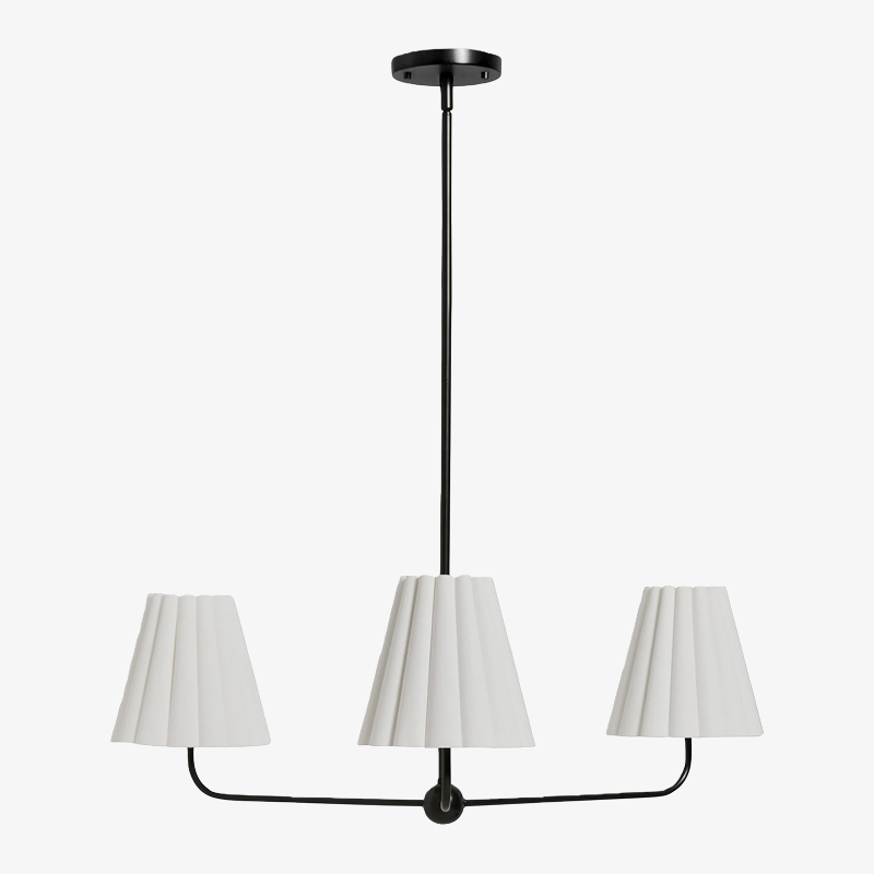 Ruffmeto Ruffled Shade Metal Frame Chandelier for Dining, Entry and Living Room T690
