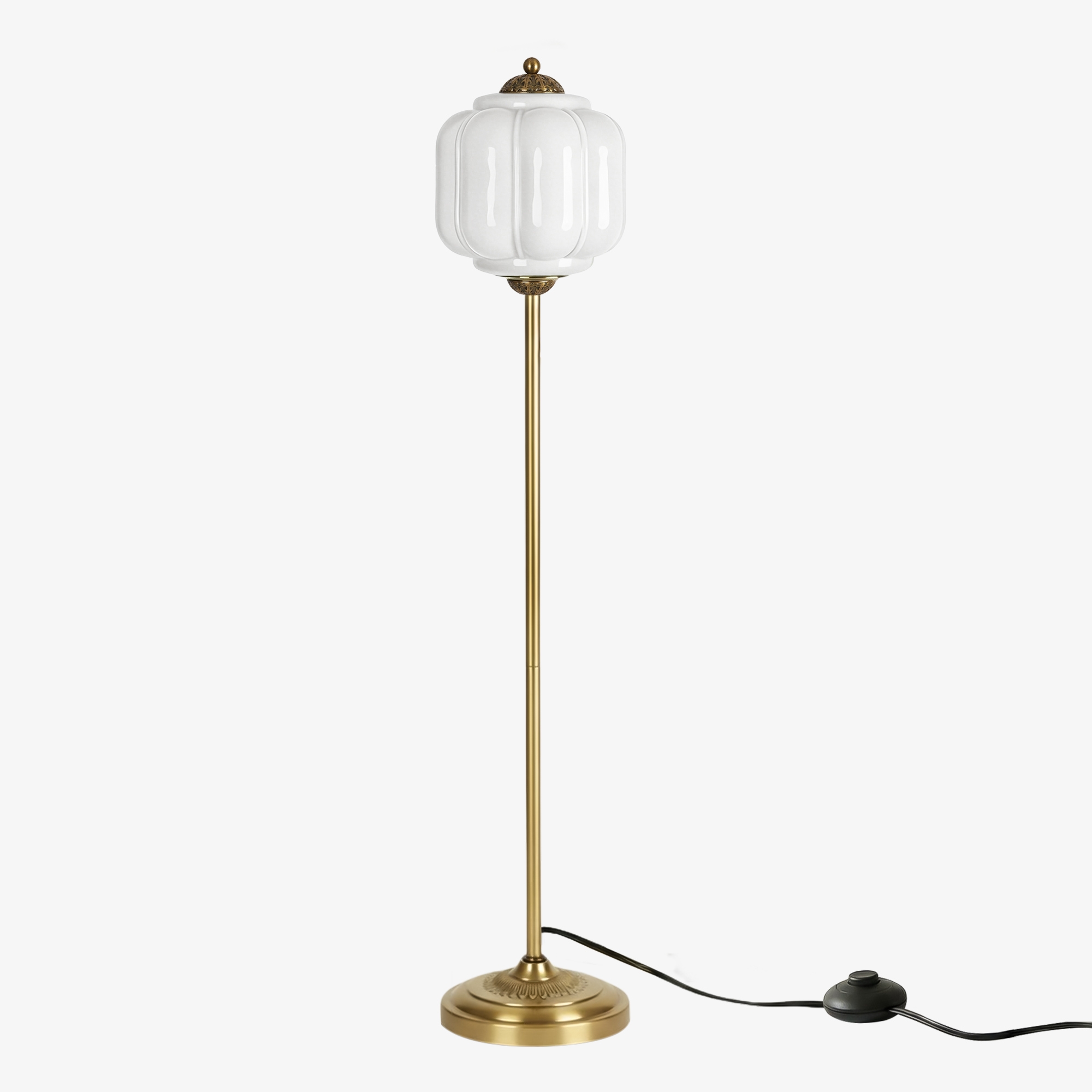 Eloise Pumpkin Glass Floor Lamp - Retro Lighting for Living Room T1169