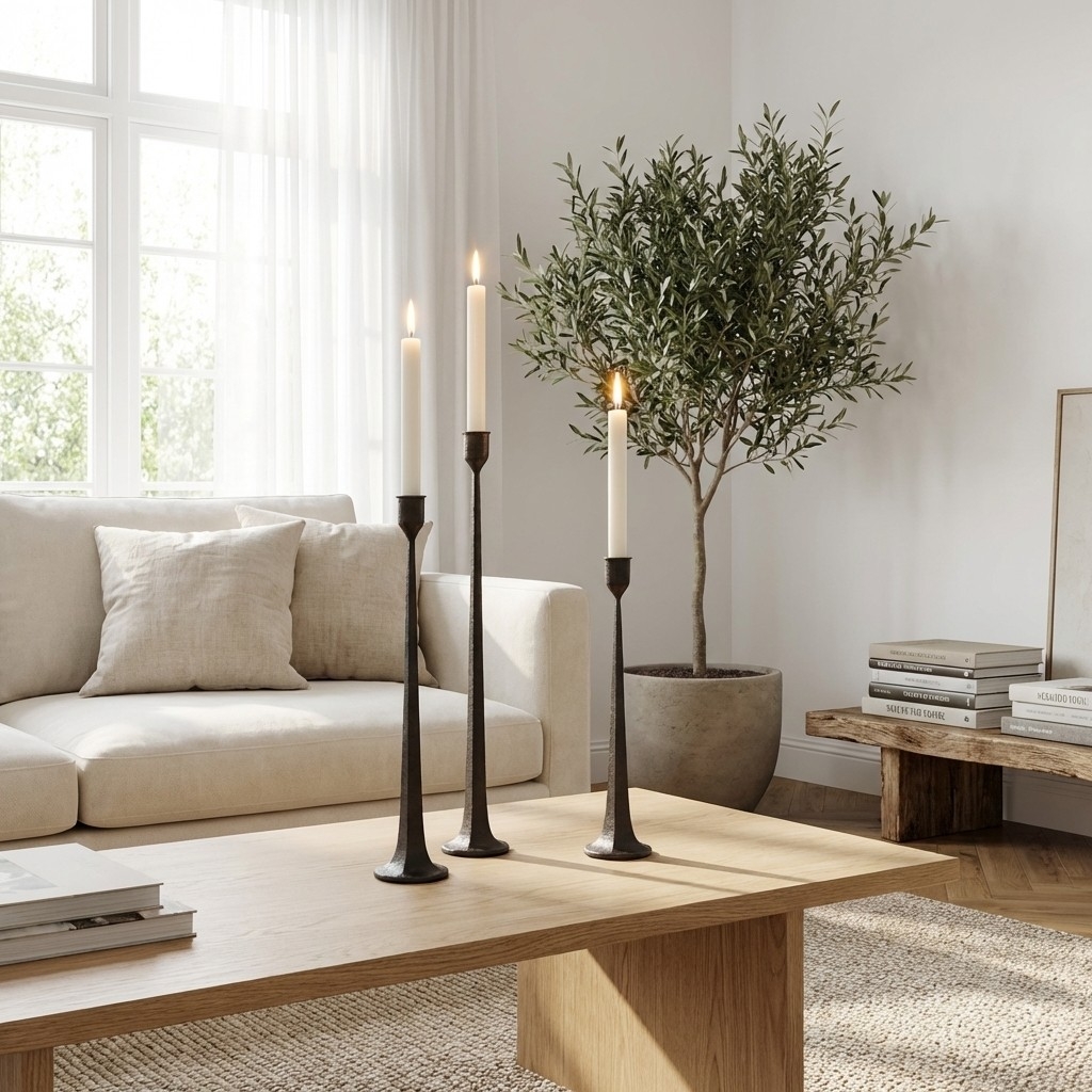 Tegna Tall Minimalist Taper Candle Holders - Modern Dining Table Decor T1190