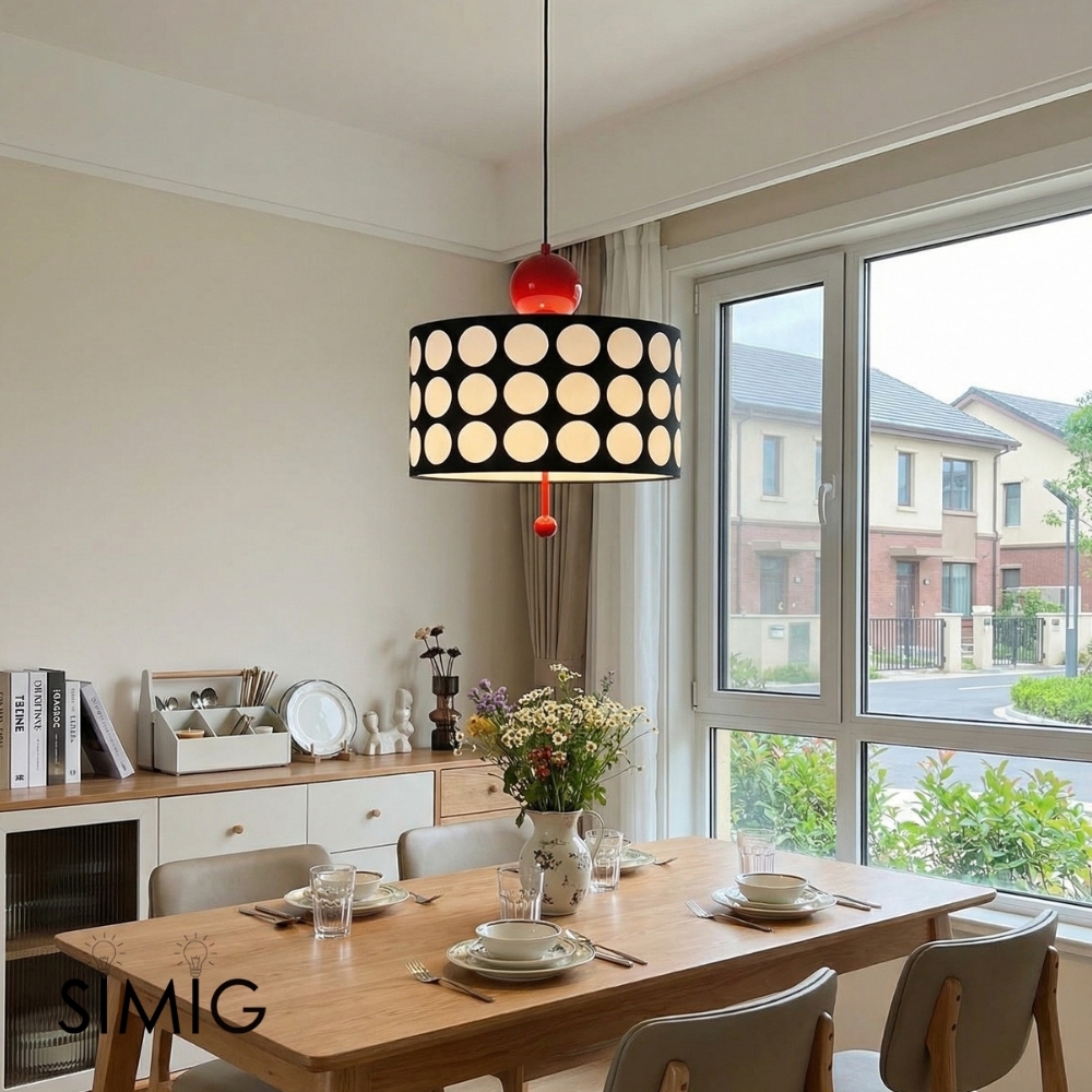 Polka Dot Lattice Pendant Lamp - French Vintage Light for Dining M165
