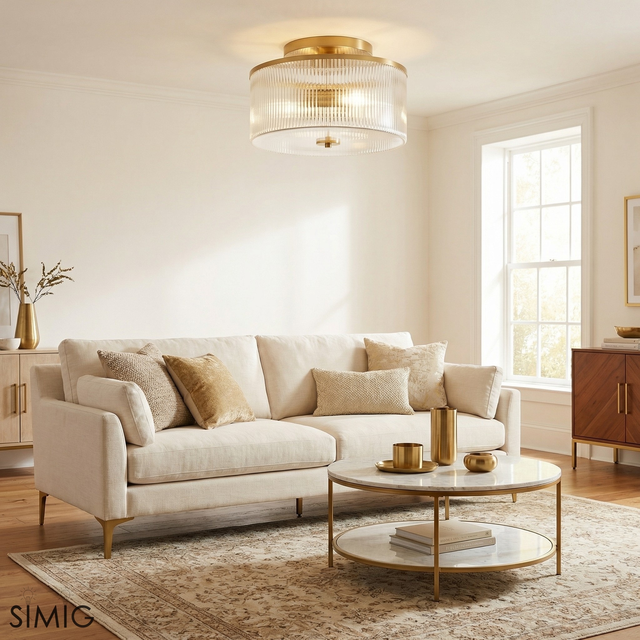 Rilona Clear Glass Drum Semi Flush Ceiling Light - Farmhouse Retro Styley U13