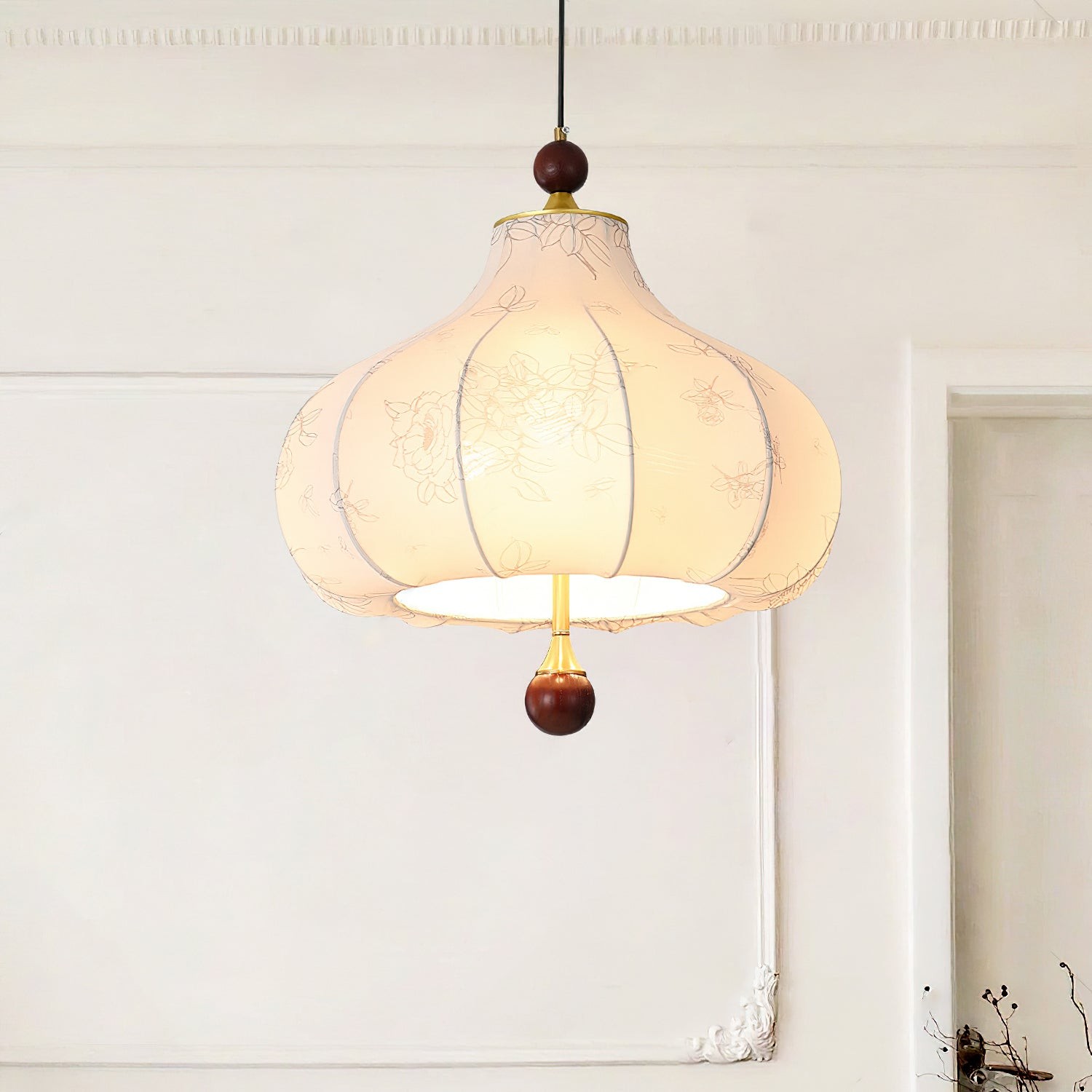 French Retro Fabric Pattern Pendant Lamp M562