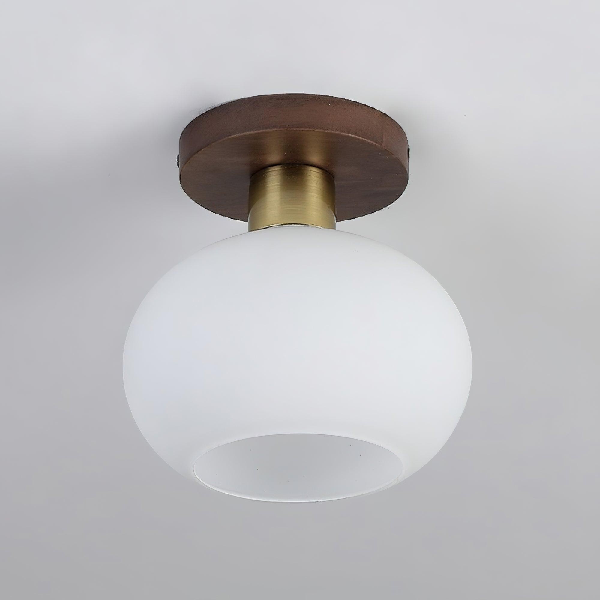 Vintage Wabi-Sabi Walnut Copper Glass Ceiling Lamp For Living Room M309