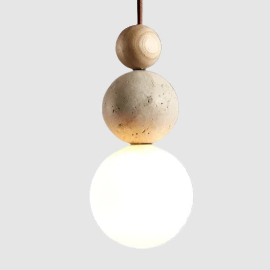 Elegant Glow Cream Stone Bedside Pendant Light T2133