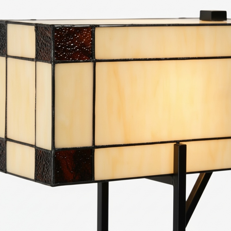 TF Manchester Table Lamp - Vintage-Inspired Stained Glass Table Light for Reading Nook or Bedroom T898