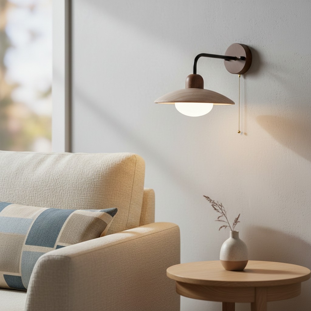 Discra Minimalist Sculptural Circular Wall Lamp —  Natural Style Wall Fixture for Hallway and Bedroom U18