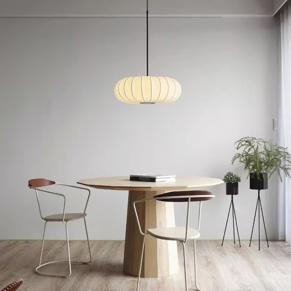 Simple Wabi-sabi White Lantern Fabric Pendant Lamp M06