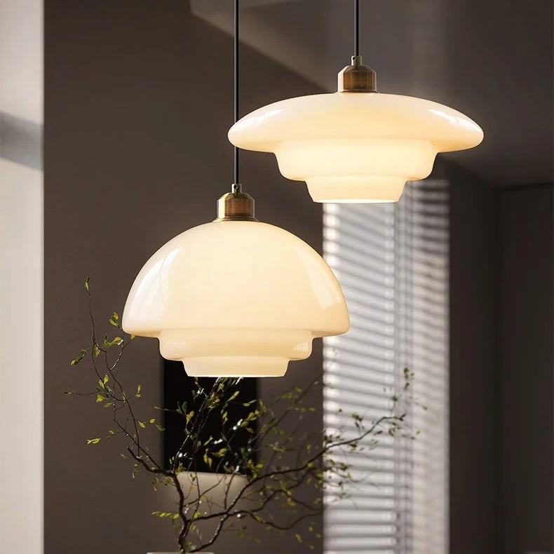 Multi Tier Art Glass Pendant Light - Mid-Century Style for Kitchen Island S93