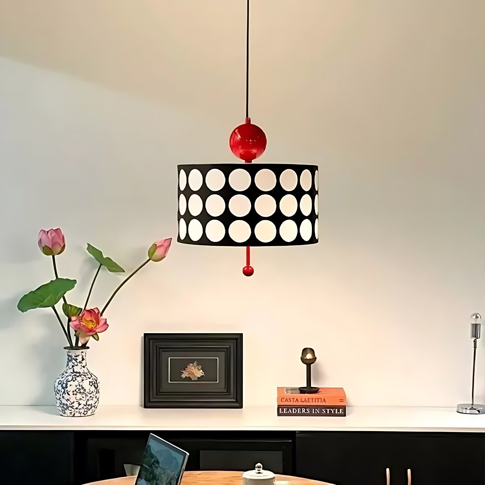 Polka Dot Lattice Pendant Lamp - French Vintage Light for Dining M165