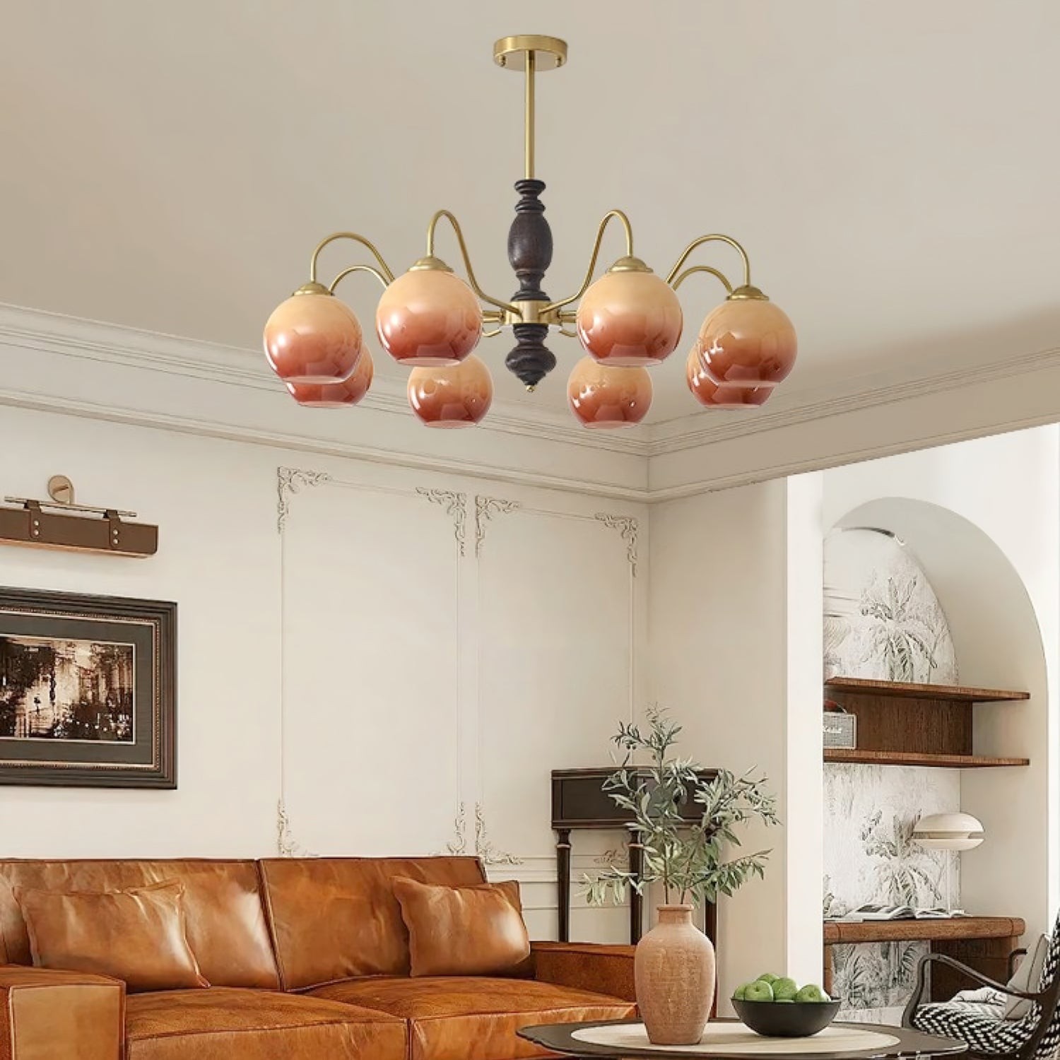 French Medieval Style Caramel Orb Chandelier M567