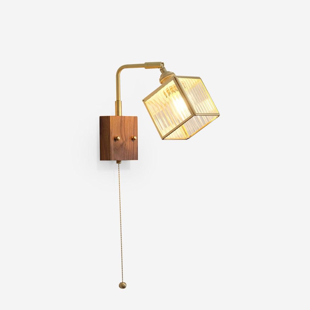 Square Glass Adjustable Wooden Wall Lamp M247