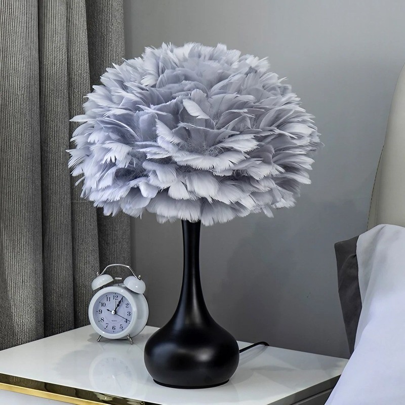 Modern Feather Table Lamp for Bedroom