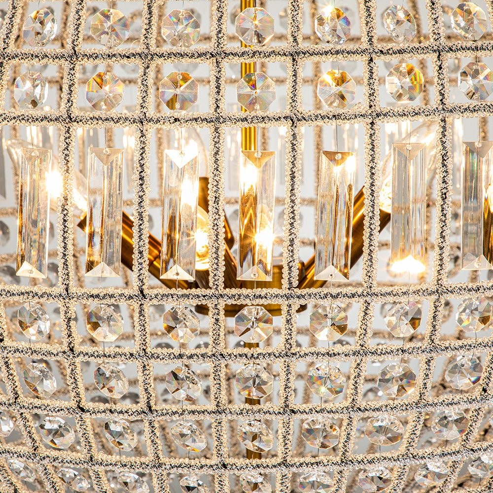 Vintage Luxe Brass Crystal Orb Chandelier G95