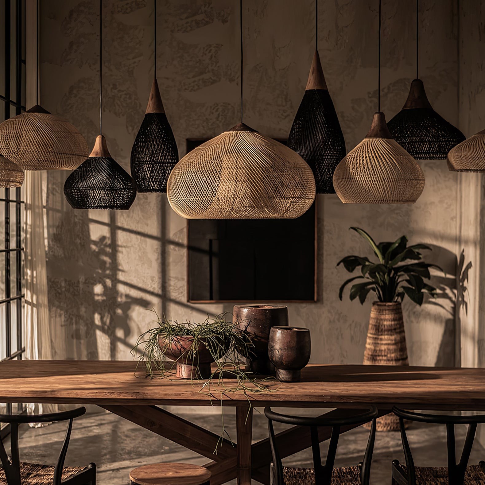 Harp Braided Rattan Pendant Lamp T048