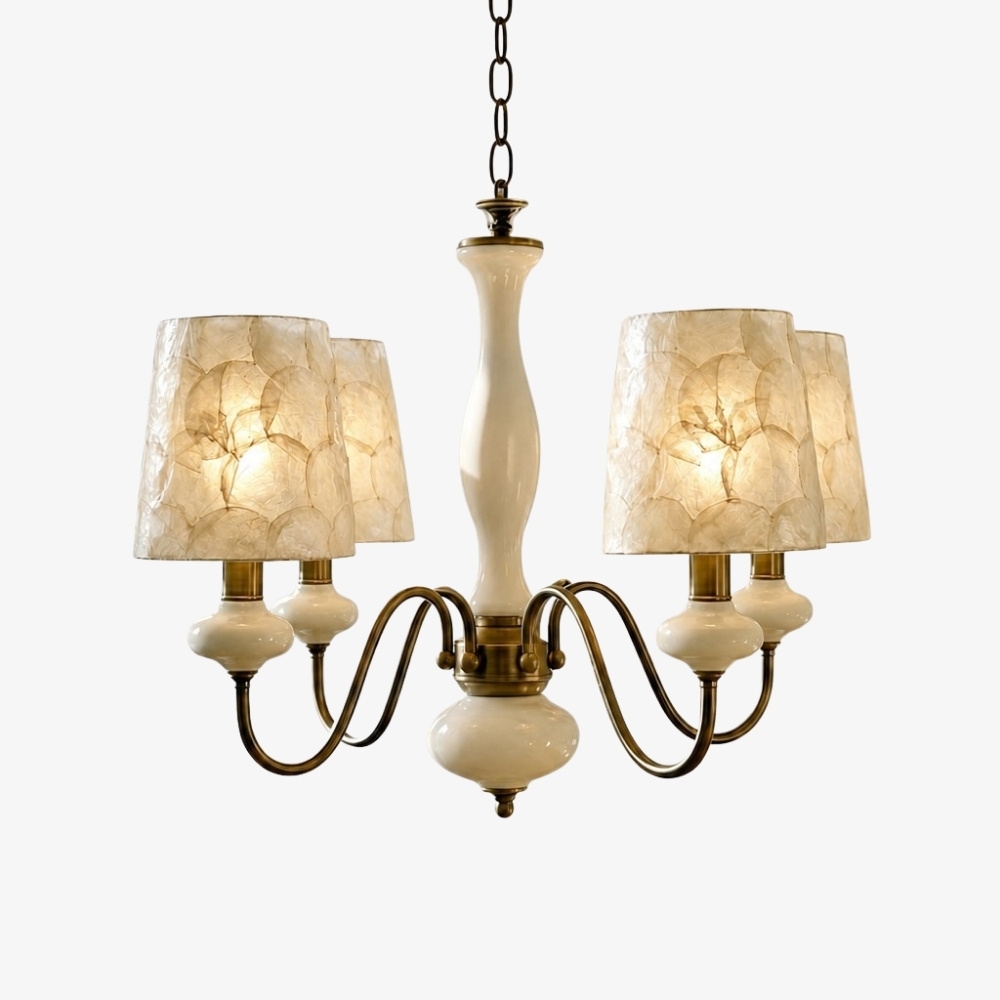 Shellure Retro Shell Texture Chandelier - Sculptural Coastal Home Lighting Fixture T2203