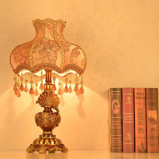 Traditional European Pink Pattern Lampshade Table Lamp M496
