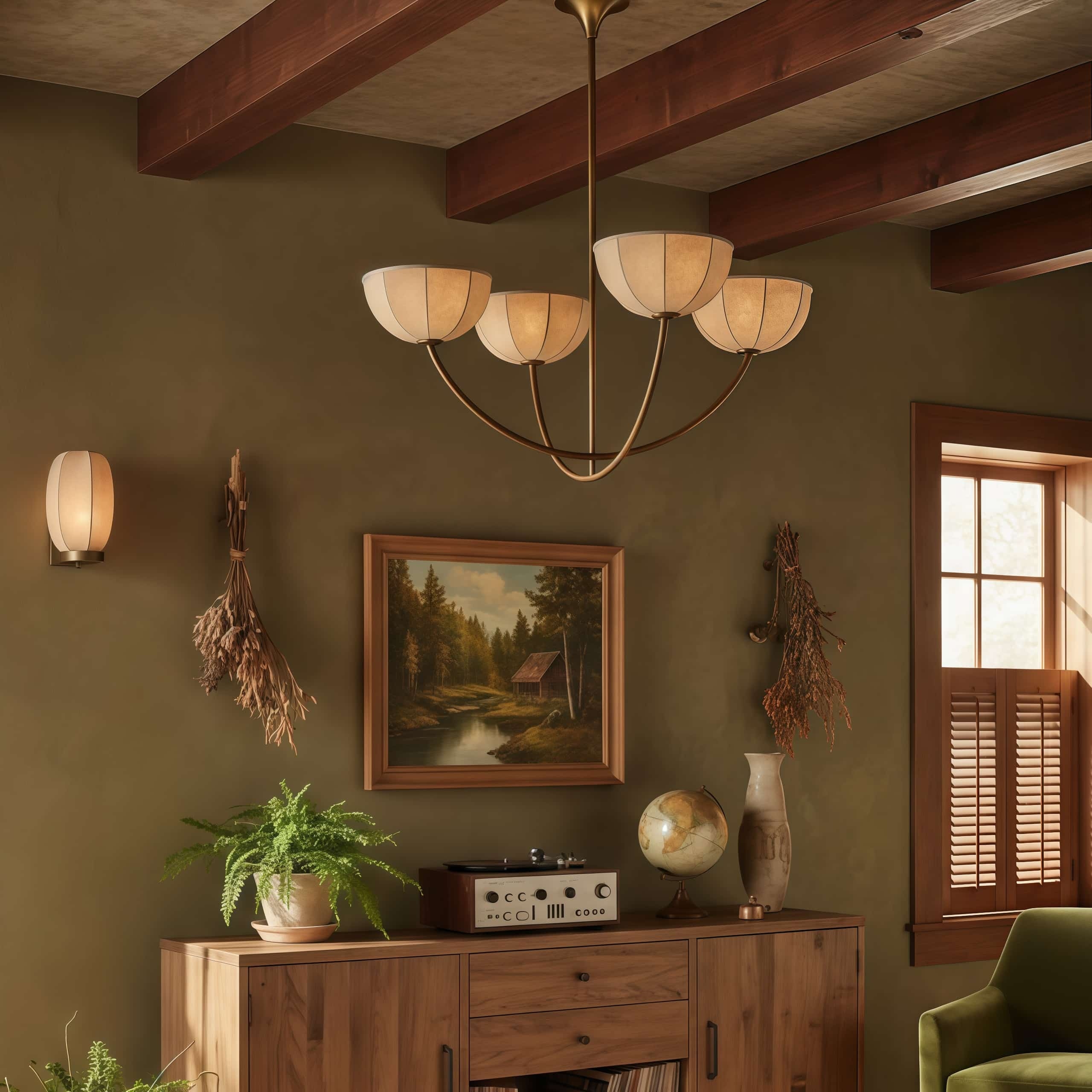 Loomis Adjustable Linen Wrapped Chandelier - Warm Ambient Light for Bedroom T1184