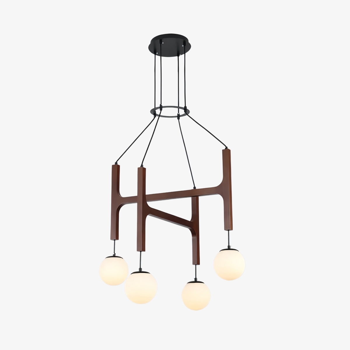 Auralith Wood Chandelier Multi Arm Fixture - Modern Natural Lighting for Living and Dining T1154