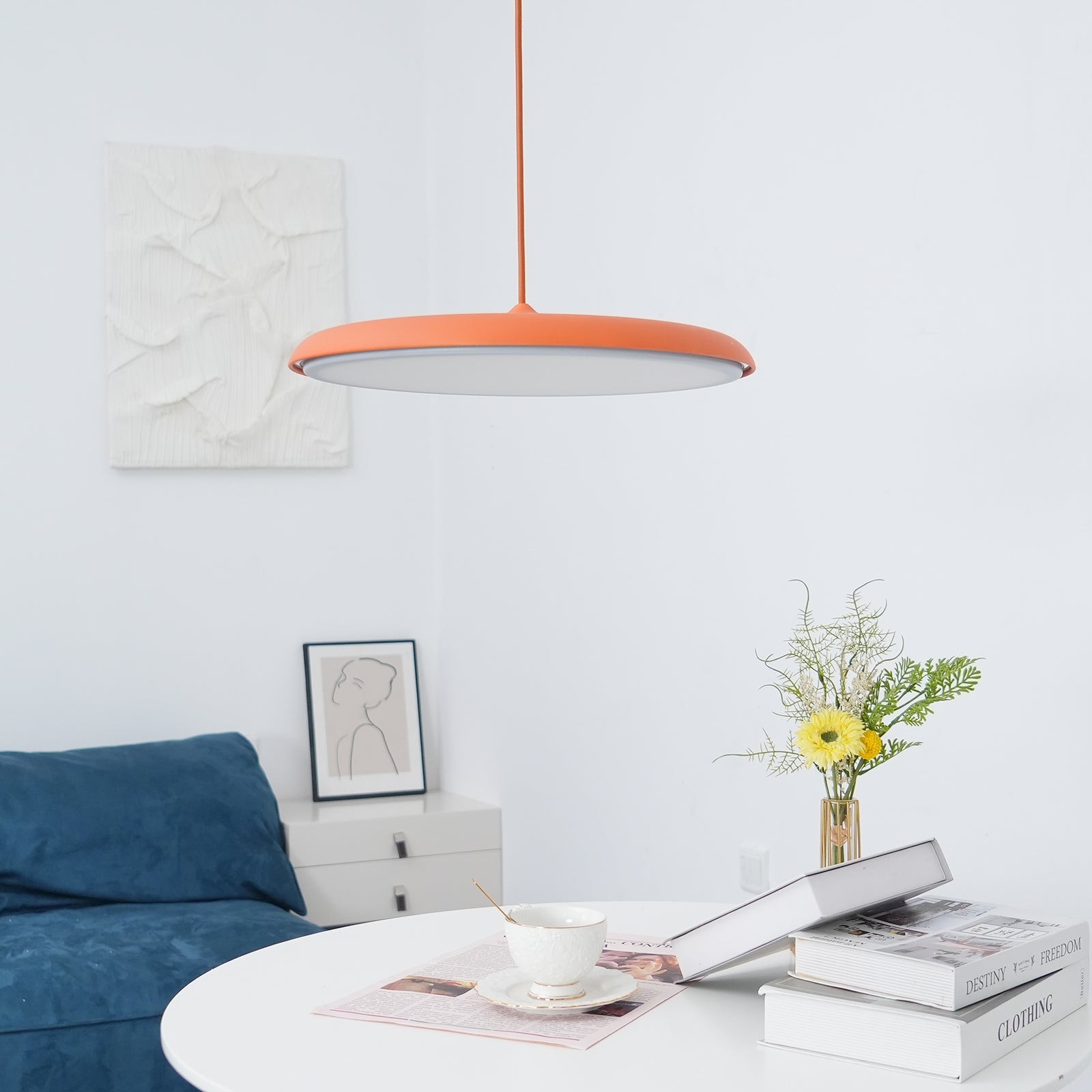 Modern Metal Saucer Pendant Light – Slim Design with LED Lighting M45