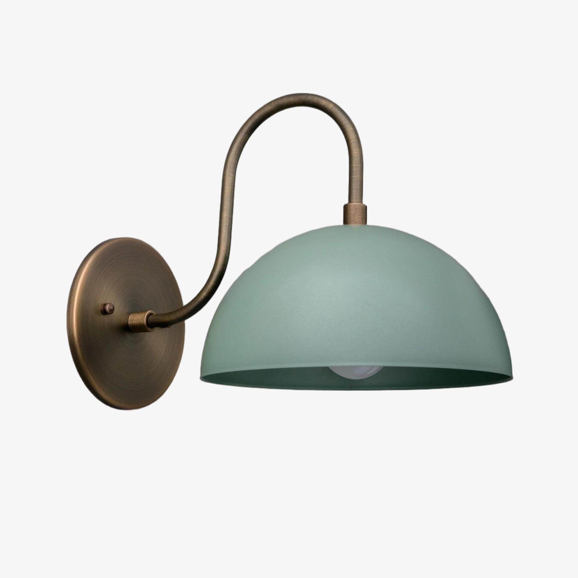 Curva Metal  Industrial Wall Sconce - Curved Brass Arm - Hammered Dome Light Fixture T408